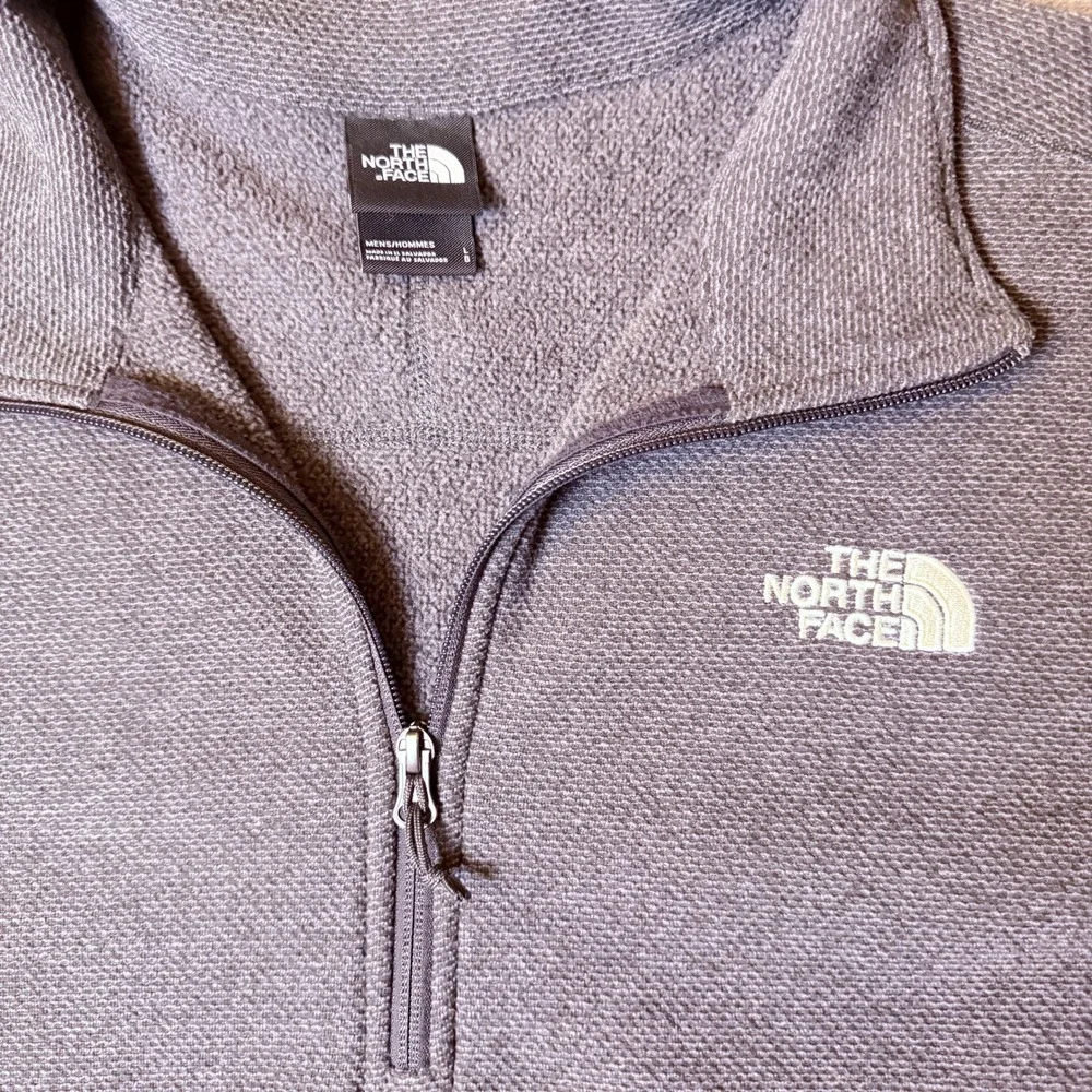 The North Face Mens L Gray Textured Fleece Quarter Zip Pullover